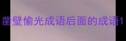 凿壁偷光成语后面的成语