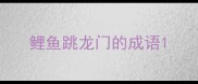 鲤鱼跳龙门的成语