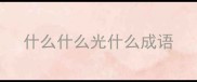 什么什么光什么成语