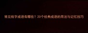 常见统字成语有哪些20个经典成语的用法与记忆技巧