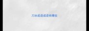 刀冰成语成语有哪些