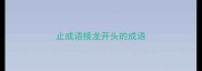 止成语接龙开头的成语