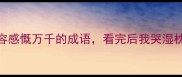 10个形容感慨万千的成语看完后我哭湿枕头