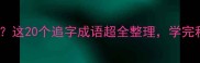 追的成语有哪些这20个追字成语超全整理学完秒变语文课代表