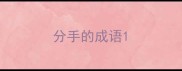 分手的成语